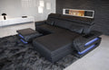 Sofa Bologna als Eck, in der L-Form Ledersofa mit USB-Anschluss Stauraum Beleuchtung Kopfstützen Designersofa Couch (Ottomane rechts (auf blickend)