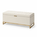 Sitzbank mit Stauraum Kunstleder Creme Stahl 120x40x45 cm