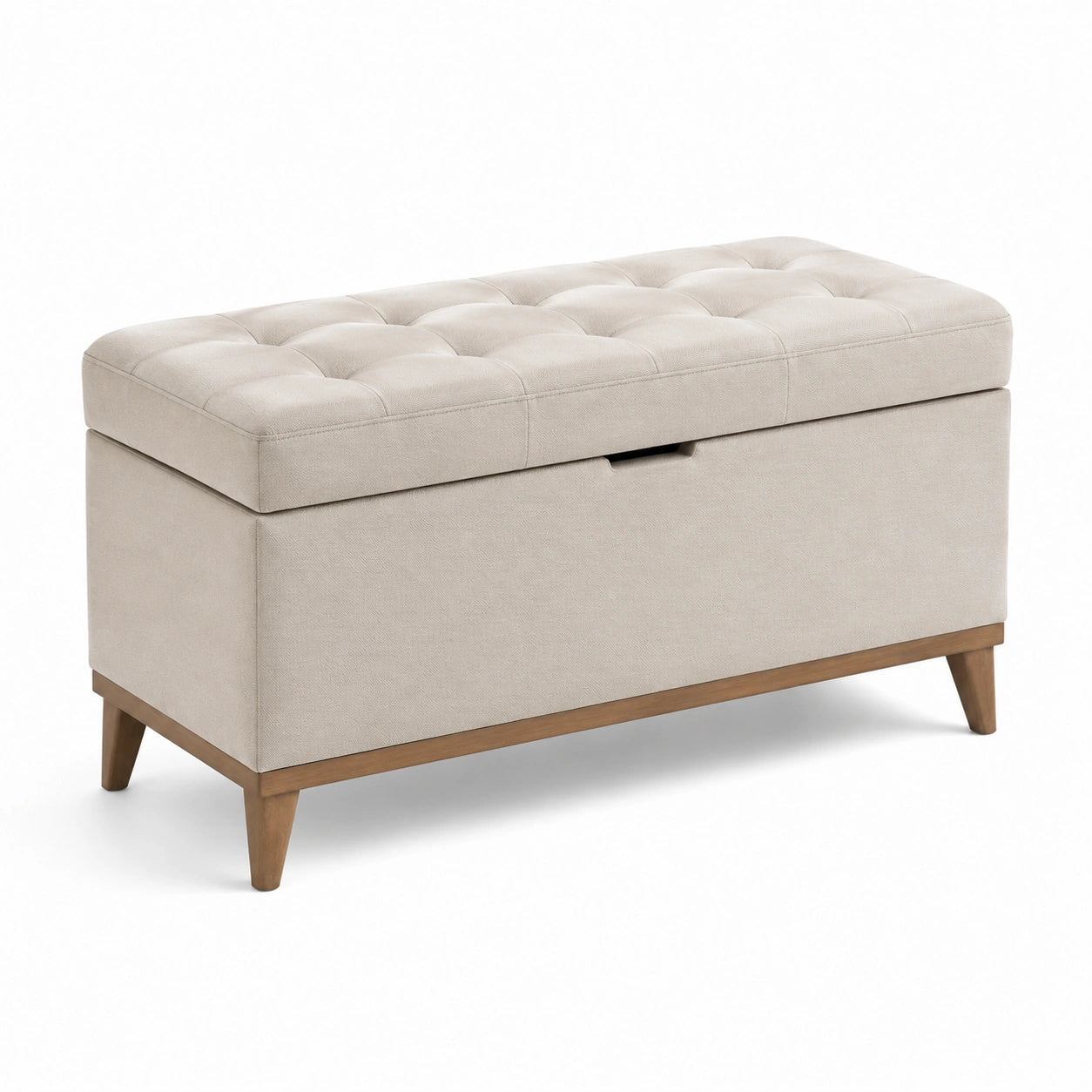 Aufbewahrungsbank aus Polyester-Leinen Beige 120x40x45 cm