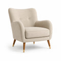 Leinensessel Beige mit Holzbeinen