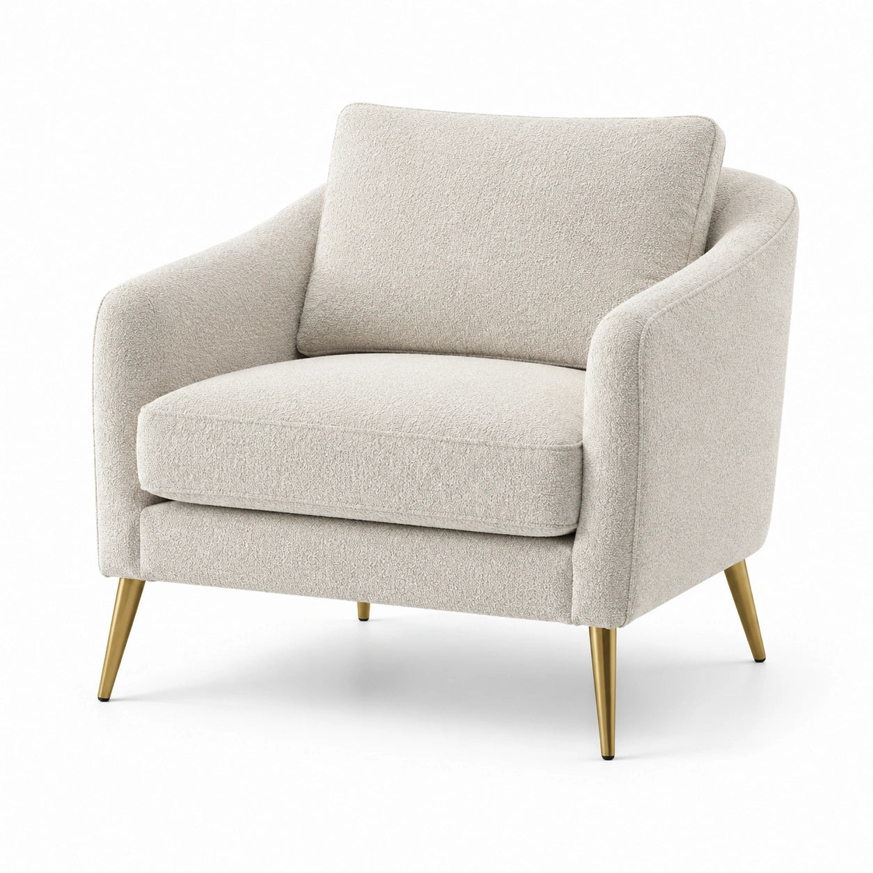 Sessel Bouclé Beige mit goldenen Metallbeinen