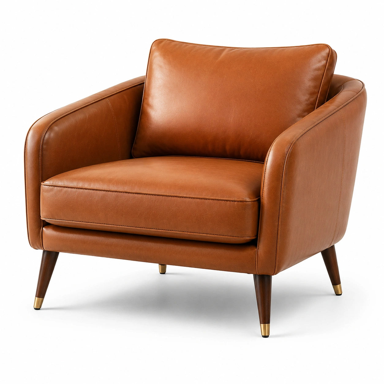 Ledersessel Braun mit Massivholzbeinen