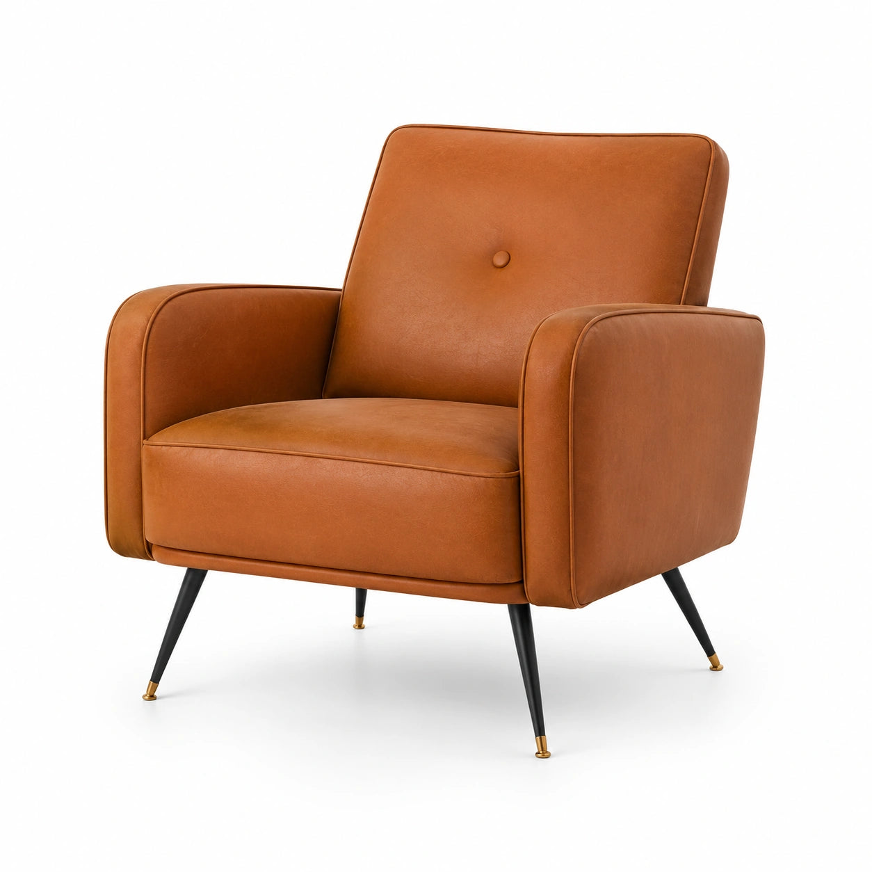 Sessel aus Kunstleder Braun mit Metallbeinen