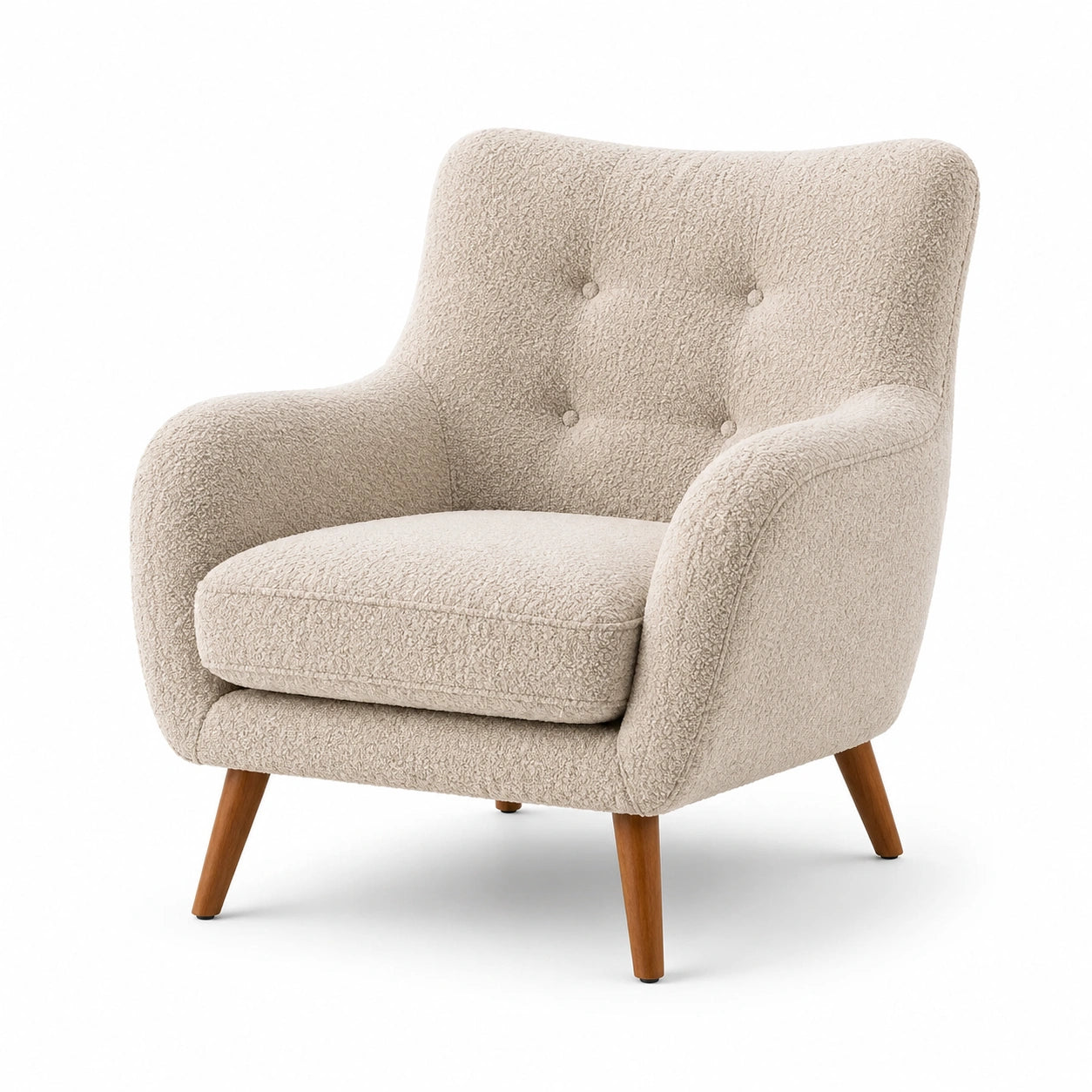 Polstersessel Beige Holzbeine