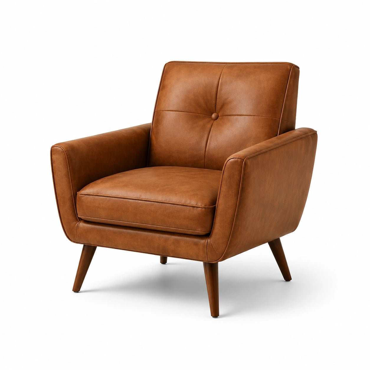 Sessel Mid-Century Retro Braun Kunstleder Massivholz 70x80x85cm