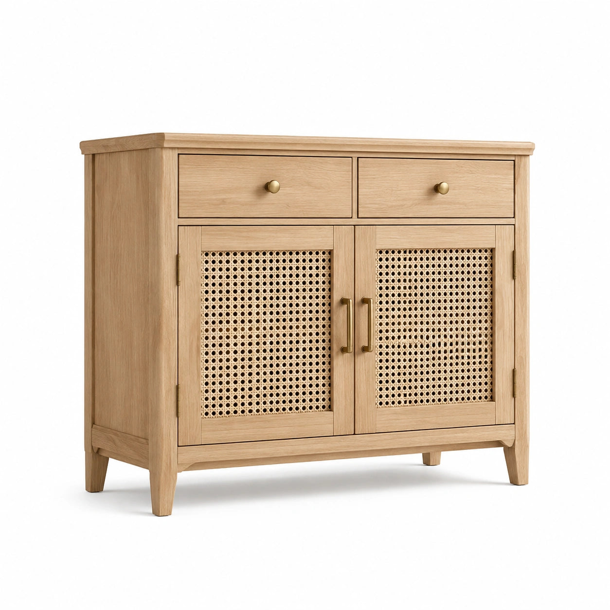 Sideboard aus Eichenholz mit Rattanfront Natur 100x40x80 cm