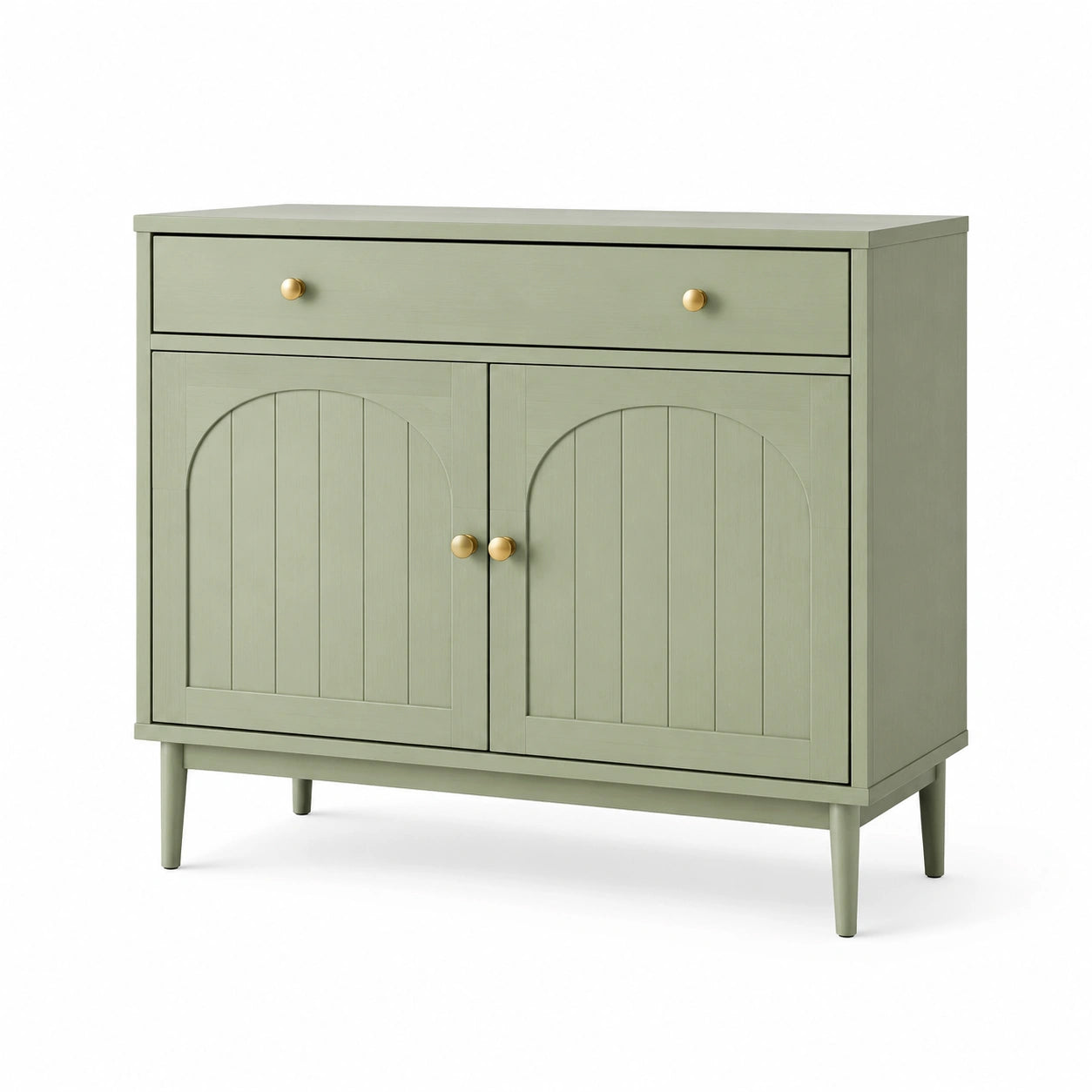 Sideboard aus Kiefernholz mit Schublade und Türen 80x100x35 cm Grün