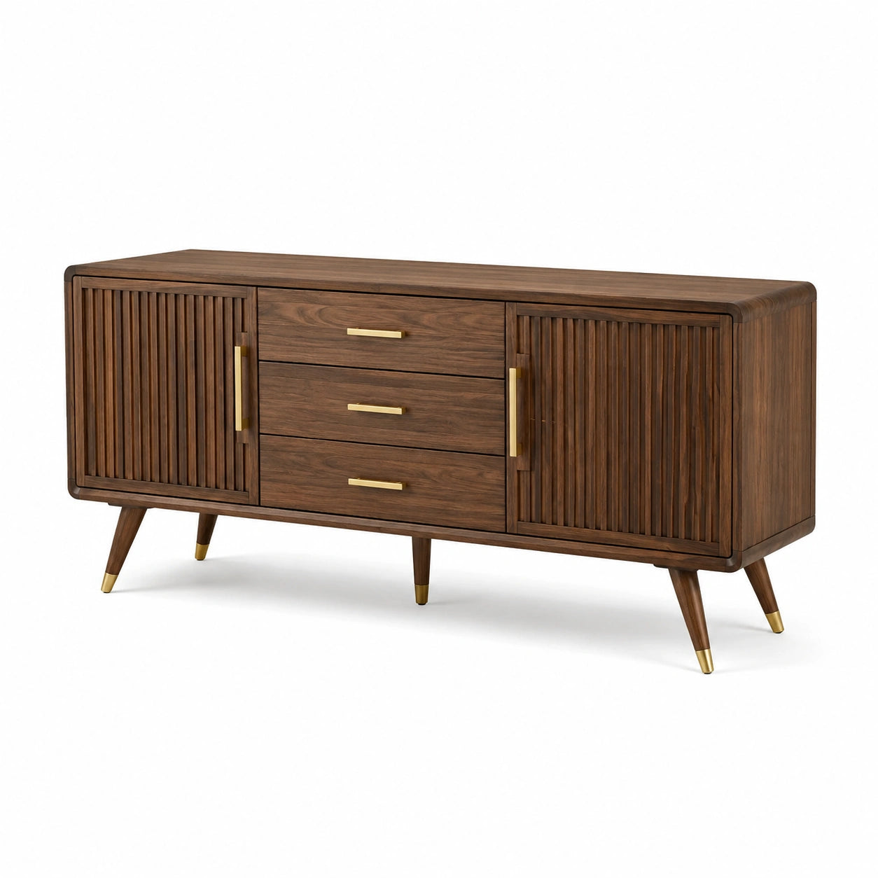 Sideboard Walnussholz Braun mit Schubladen und Türen
