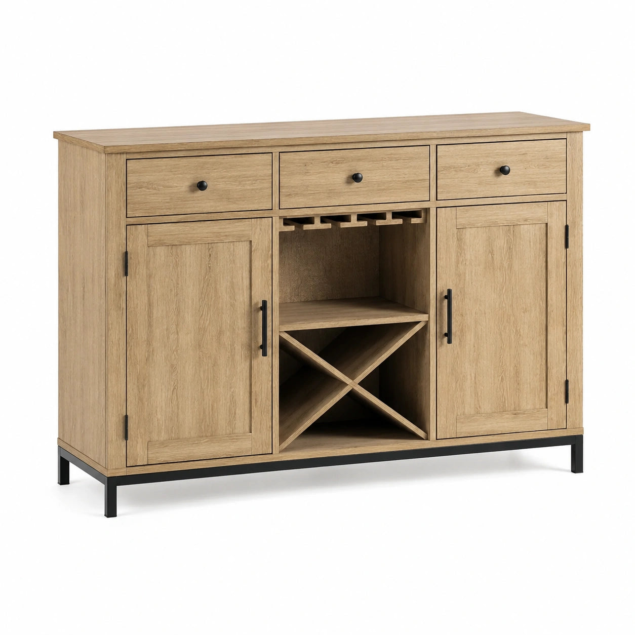 Sideboard aus Eichenfurnier mit Metallgestell 120x40x85 cm