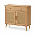 Sideboard Eichenholz mit Rattangeflecht Hellbraun 80x35x80 cm
