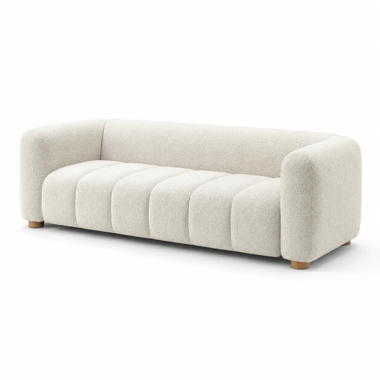 Dreisitzer-Sofa mit Bouclé-Bezug in Cremeweiß 210 cm