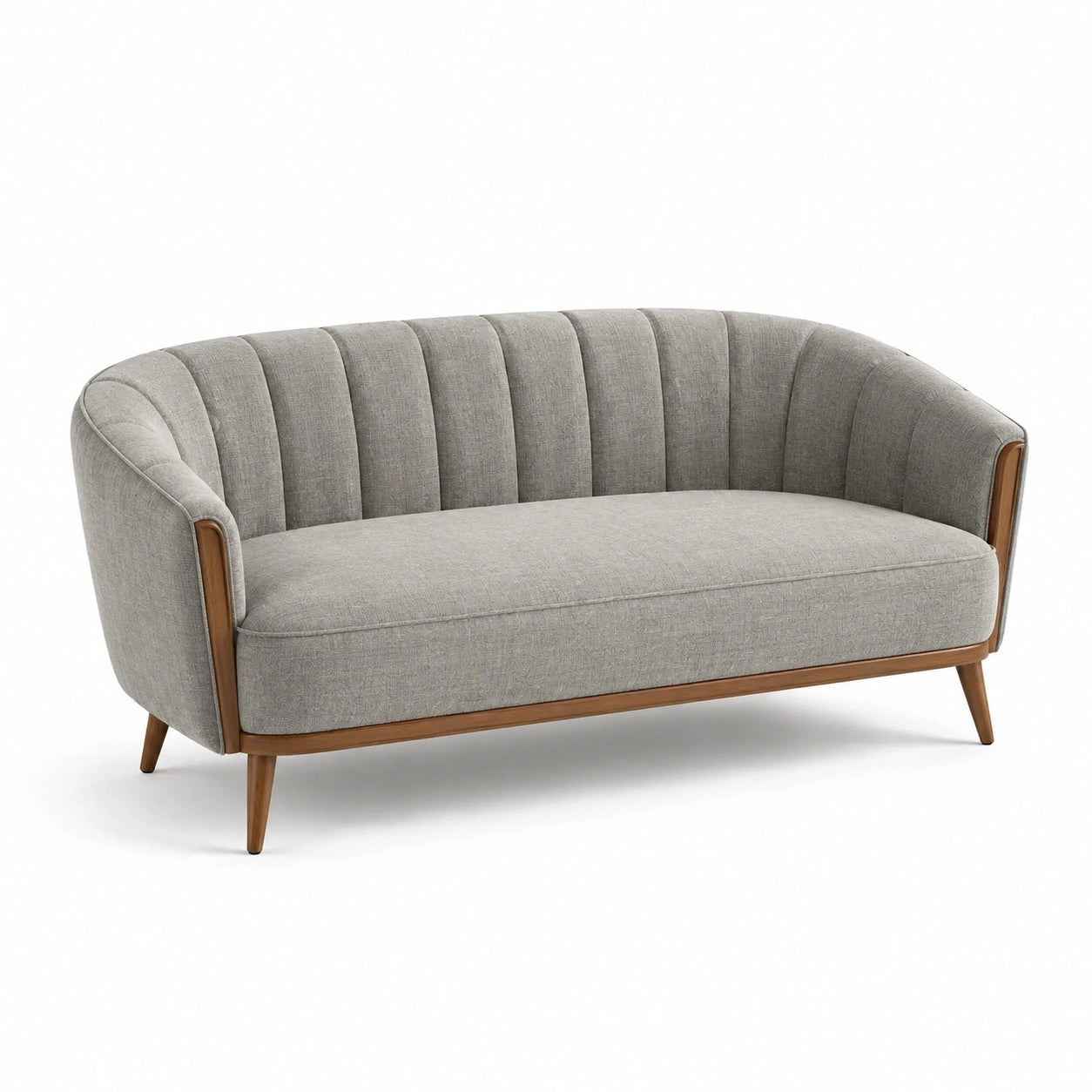 2-Sitzer Sofa Halbrund Polyester Grau Massivholzbeine