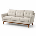 Dreisitzer Sofa Leinen Massivholz 210 cm Beige