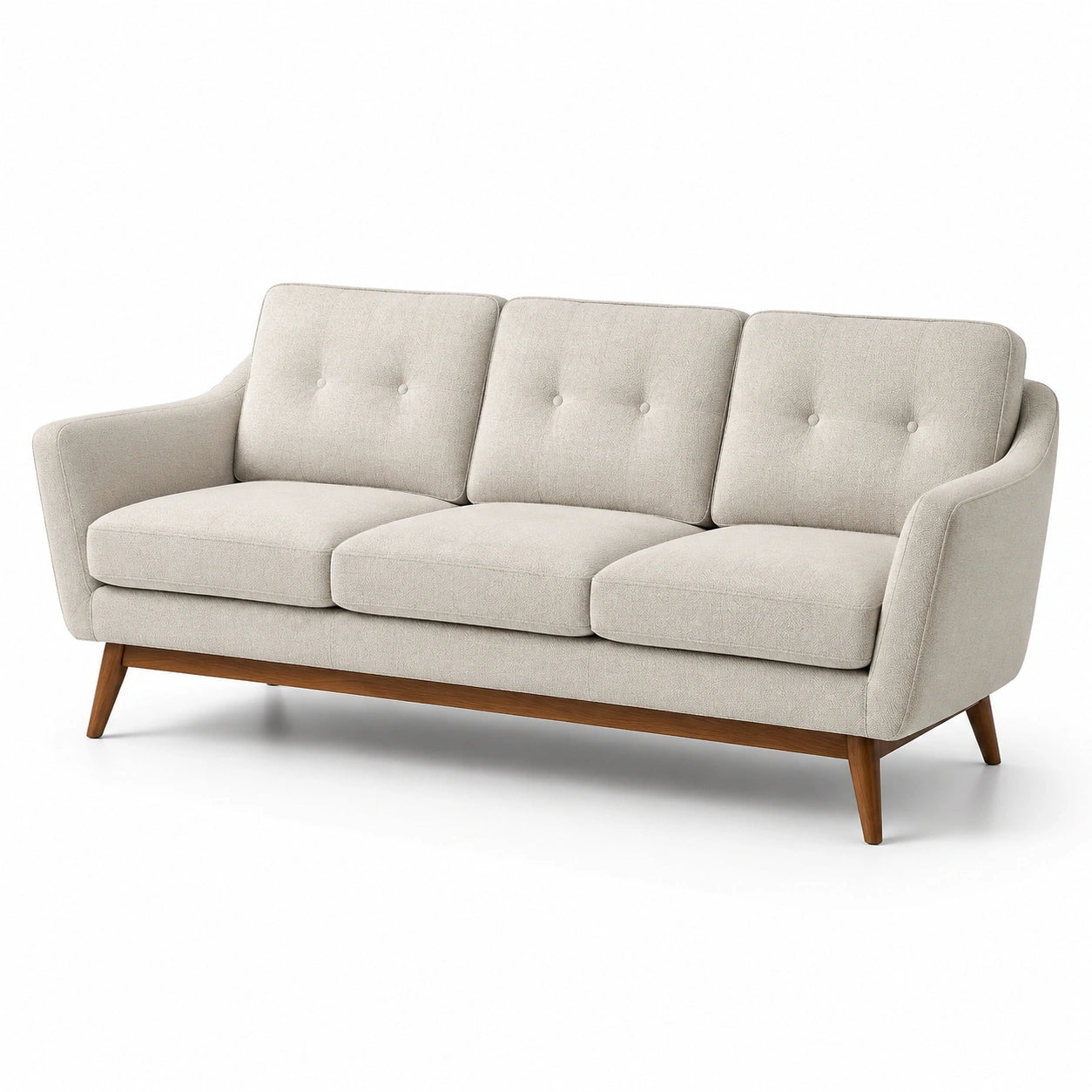 Dreisitzer Sofa Leinen Massivholz 210 cm Beige