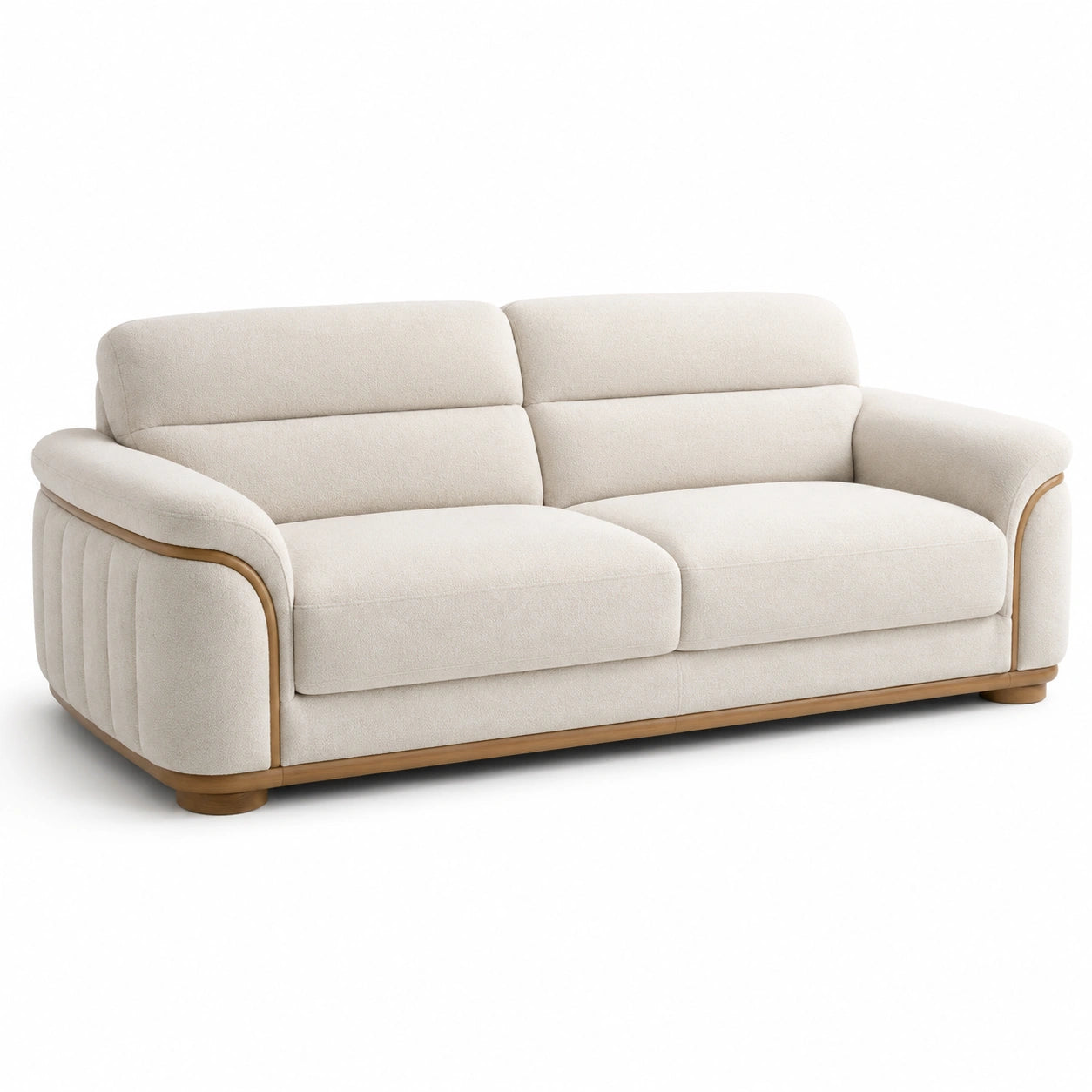Zweisitzer Sofa Leinenbezug Eichenholz Beige 200x90x80 cm