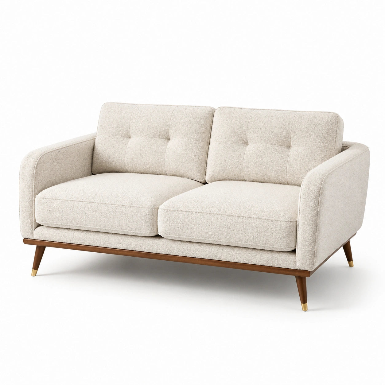 2-Sitzer Sofa Beige Stoff Massivholz 140 cm