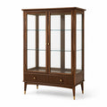 Vitrine aus Walnussholz mit gehärtetem Glas und Messingbeschlägen, Braun, 120x45x180cm