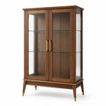 Vitrine Holz gehärtetes Glas Braun 180 cm x 100 cm x 40 cm