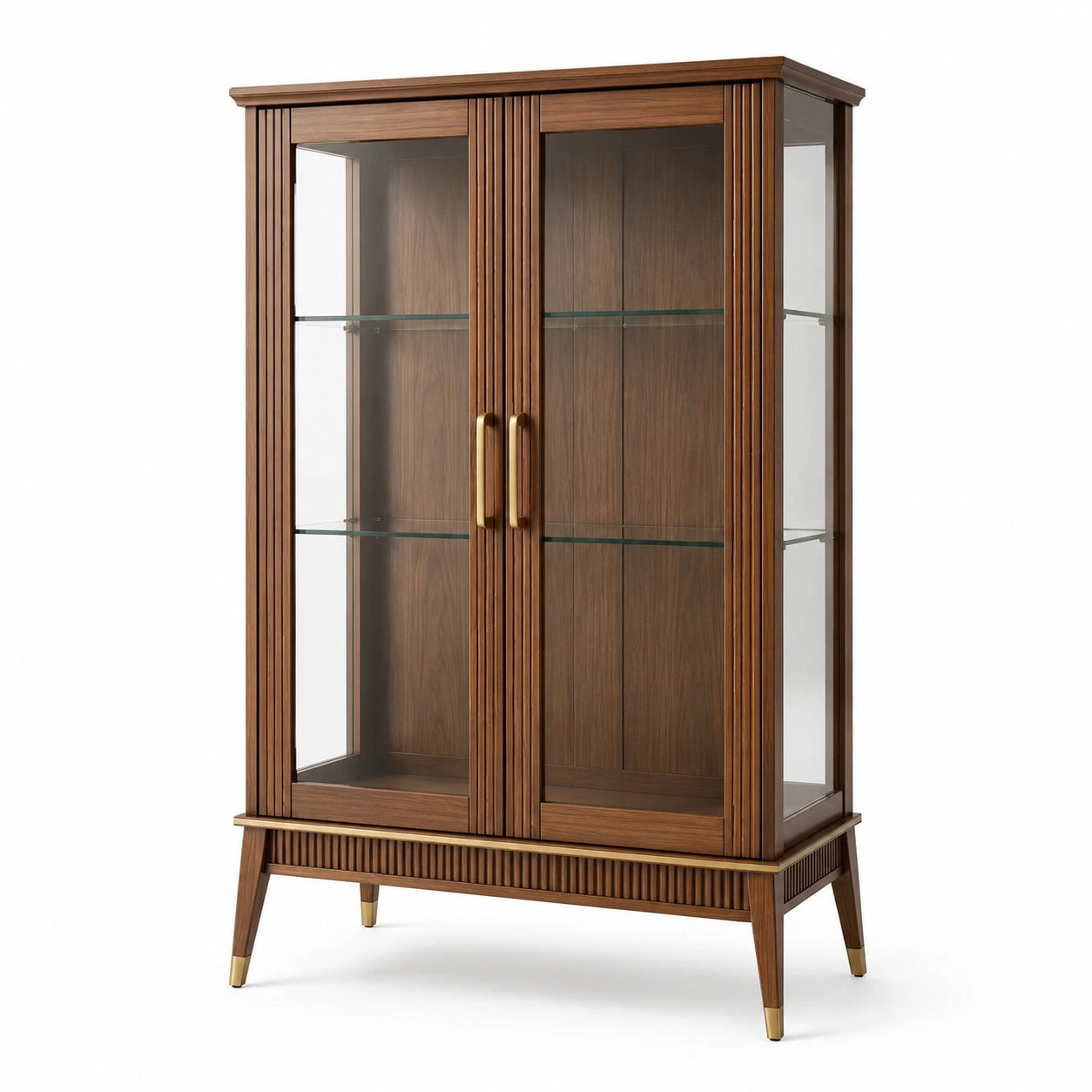 Vitrine Holz gehärtetes Glas Braun 180 cm x 100 cm x 40 cm