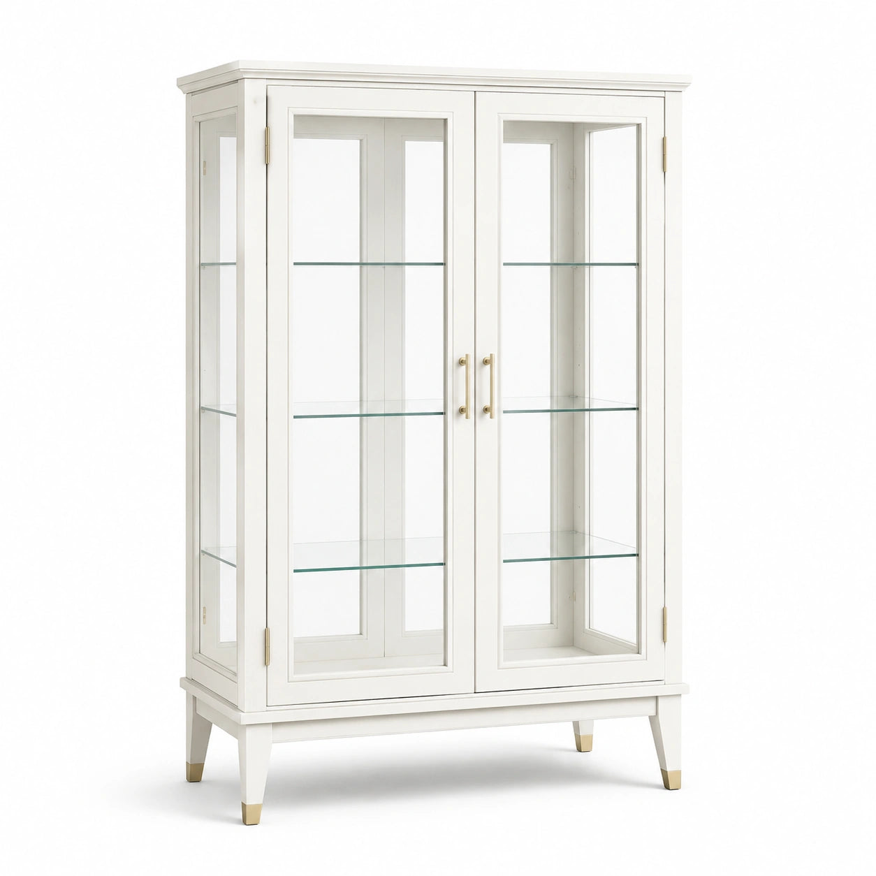 Vitrine Glas Holz Weiß 120x40x180cm