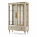 Beige/Gold Vitrine mit Glasregalen aus MDF und gehärtetem Glas