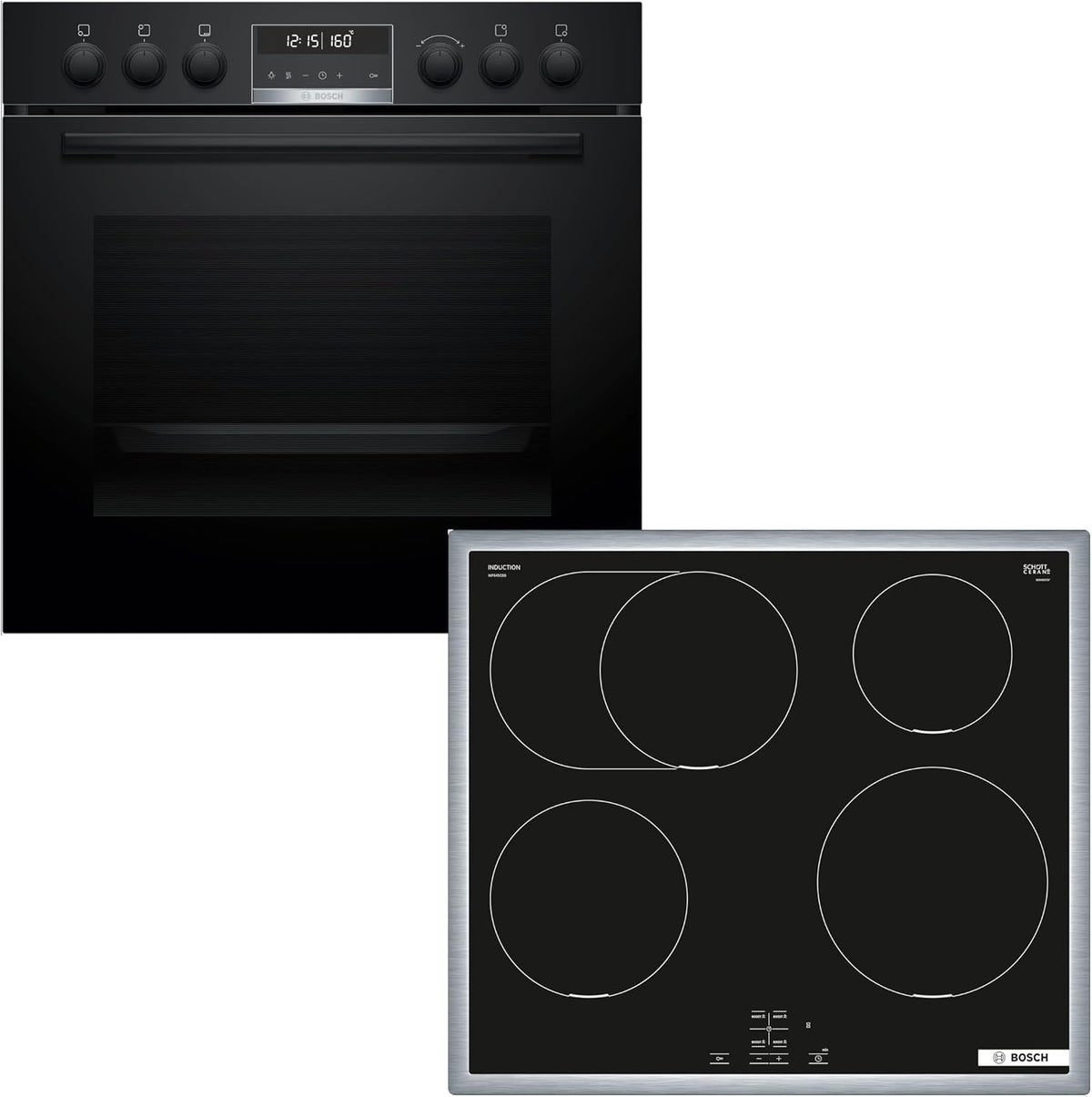 Bosch Herdsets, Einbauherd-Set HND675LS67, Serie 6 Einbau-Herd 60 cm mit Pyrolyse-Selbstreinigung und 3D-Heißluft HEB578BB4