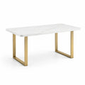 Esstisch Marmor-Harz Weiß Gold Edelstahl 180x90x75 cm