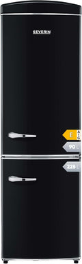 Gefrierschrank Doppeltür Kühl- &, Retro-Design mit Chrom-Details, No Frost + Fast Cooling/Freezing-Funktion, LED-beleuchtet, Kühlbereich 0-8°C