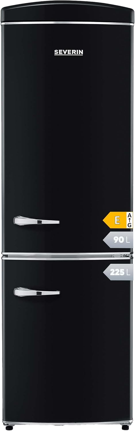 Gefrierschrank Doppeltür Kühl- &, Retro-Design mit Chrom-Details, No Frost + Fast Cooling/Freezing-Funktion, LED-beleuchtet, Kühlbereich 0-8°C