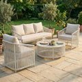 IDIMEX Essgruppe, Outdoor Sofa Set KULO 4-teilig, weiß/beige, Lounge-Set aus Aluminium mit Rope-Bespannung, Couchtisch mit Glasplatte