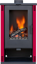 Generisch Kaminofen, holzofen ALAZ K10M Burgundy-Rot 10 kW, Kamin Heizofen Dauerbrandofen Holzofen, Кaminholz Hüttenofen, Кaminfeuer, Briketts Kamin