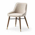 Esszimmerstuhl Leinen Beige Walnussholzbeine