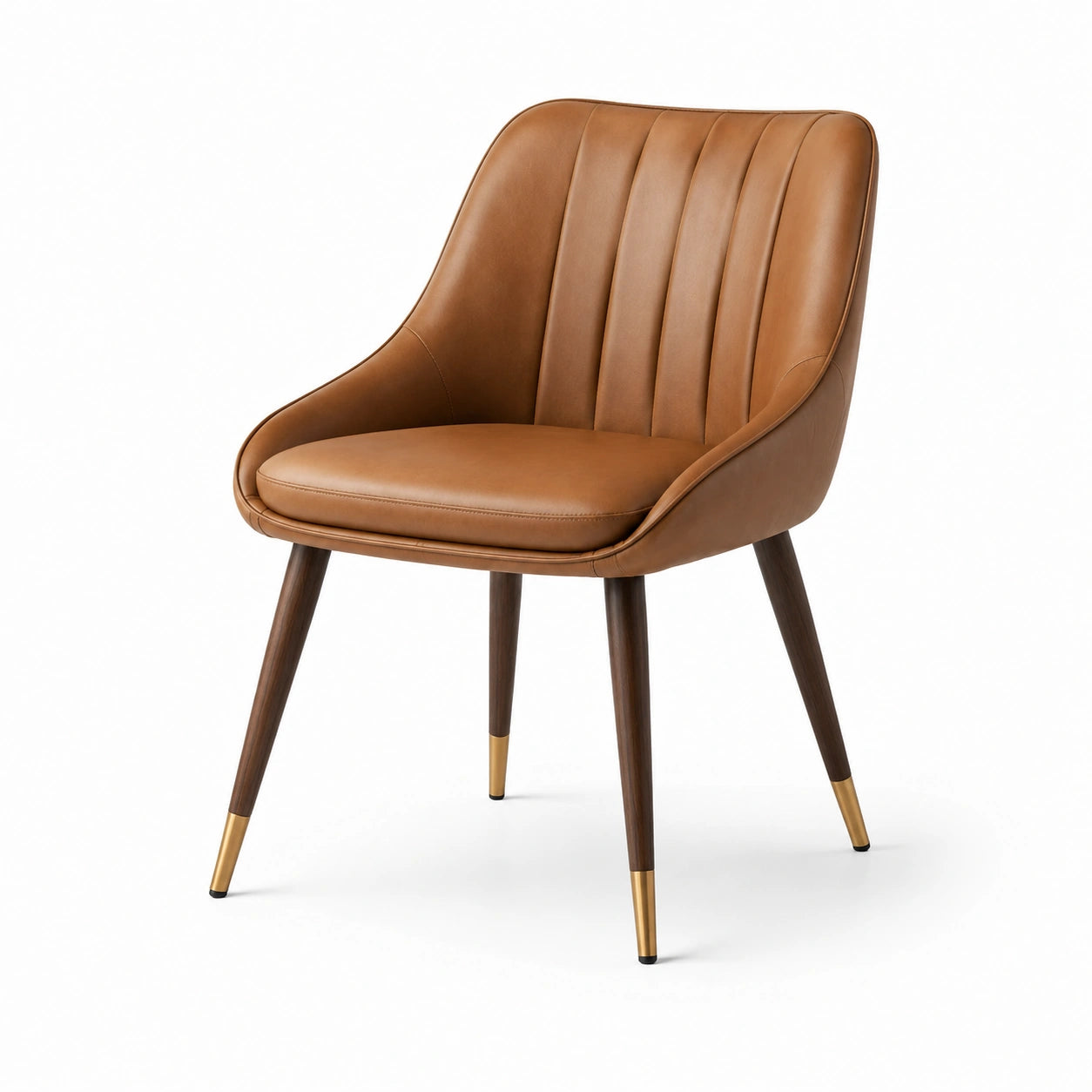 Esszimmerstuhl Leder Braun mit Holz- und Metallbeinen