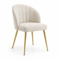Esszimmerstuhl Polyestergewebe Beige mit Stahlbeinen