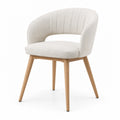 Esszimmerstuhl Beige Polyester Eichenholz