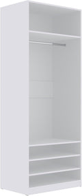 Kleiderschrank TRES 03B Garderobenschrank ohne Türen offener, mit Kleiderstange, Ablagen für Kleidung und Schuhe, weiß (80 × 206 × 51 cm)