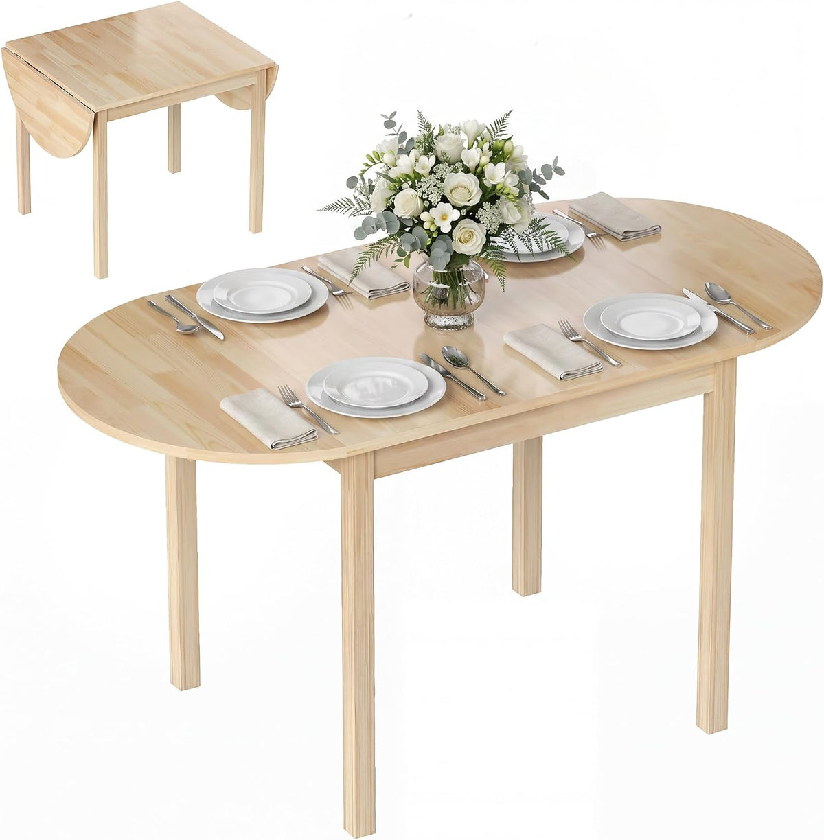 Esstisch, aus Holz für 6 Personen Oval 140 × 70 × 75 cm Naturholz, HOMCOM