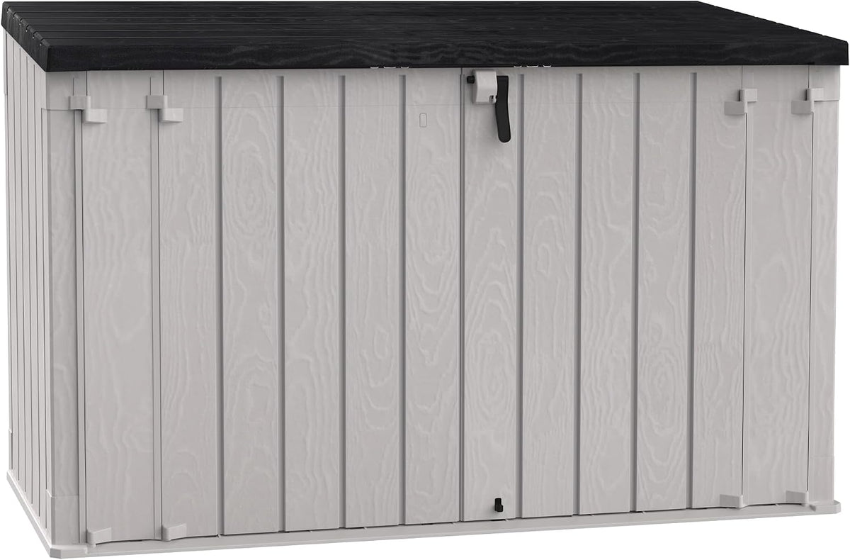 TOOMAX 3XL Stora Way Plus Gerätehaus, 2770 Liter 216 × 109 × 140 H cm, taupe/braun, Fahrradträger mit Dachträger, wasser- und UV-beständig