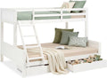 Kinderbett, mit 2 Bettkästen Etagenbett 90 × 200 und 140 × 200 cm Weiß Holz Hochbett Doppelstockbett Kinder, Homestyle4u