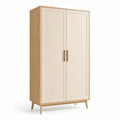 Kleiderschrank aus Eichenholz und MDF 200 cm Creme