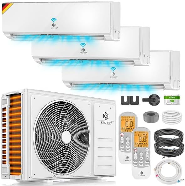 KESSER Split-Klimaanlage, 27000 BTU, Split Klimagerät Set mit WiFi/App, Heizen & Kühlen, Inverter, Eco-Modus, Luftentfeuchter & Ventilator, sehr leise