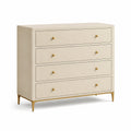 Kommode mit 4 Schubladen Leinen Metall Beige 100x40x90 cm