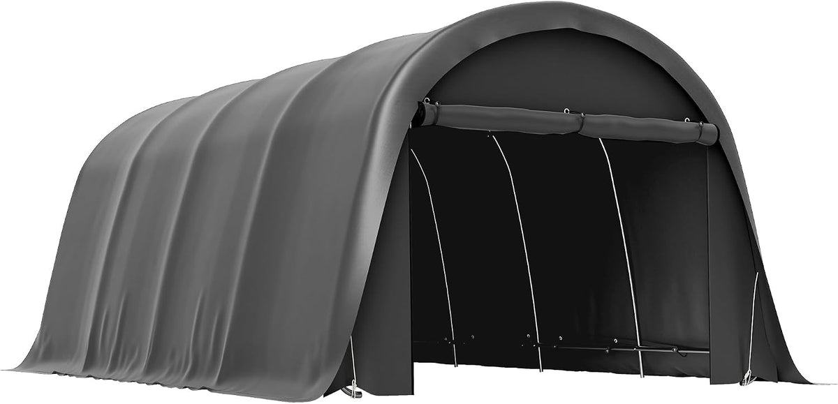 Outsunny Carports, Carport Zeltgarage 3x6m mit Abnehmbaren Seitenwänden Dunkelgrau