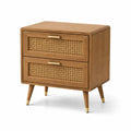 Nachttisch Eichenholz Rattan 50x40x60cm