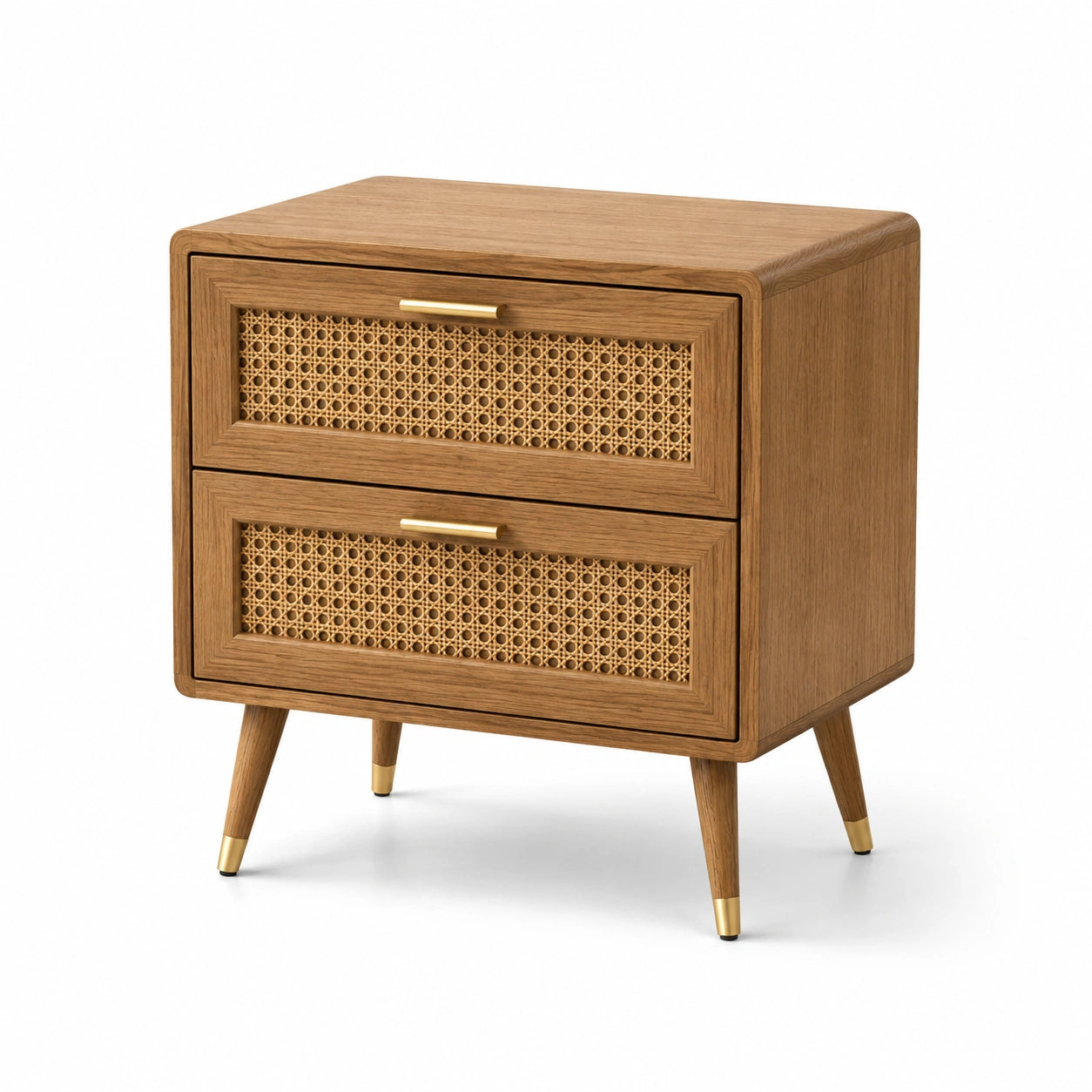 Nachttisch Eichenholz Rattan 50x40x60cm