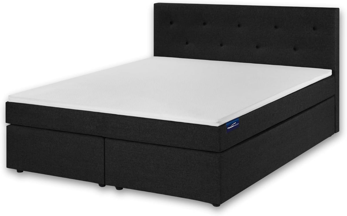 Boxspringbett, mit 7-Zonen Tonnentaschenfederkernmatratzen (H3) und Komfortschaumtopper, Leichter Aufbau, produziert nach deutschem Qualitätsstandard