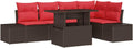 Sofa Garten, Set 6-TLG Poly-Rattan 5-Sitzer Höhenverstellbarer Tisch, Mhdvray