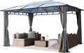 Pavillon Garten, 3 × 4 m Alu-Rahmen, Polycarbonat Dach ca. 8mm, grau, TOOLPORT