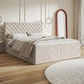 Boxspringbett Nero Chesterfield, 180 × 200 mit Bettkasten und Topper, Polsterbett 180 × 200 mit Bettkasten, Taschenfederkern-Matratze (H3)
