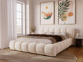 Bett Doria, 160 × 200, Polsterbett mit Bettkasten, Polsterbett mit Stauraum, Velour, mit Lattenrost, mit Kopfteil, ohne Matratze (Creme, GRAINGOLD